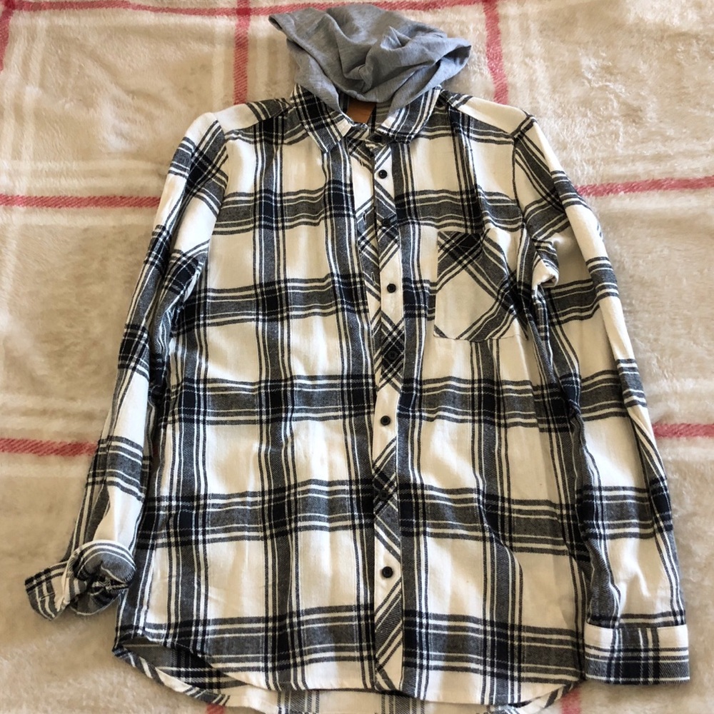 Flannel with attached Hoodie